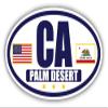 3 Pack | Flag of California/American Flag Oval 3M Vinyl Bumper Reflective Sticker Decal | Navy & Gold Palm Desert, CA Sticker Vinyl Decal view 1