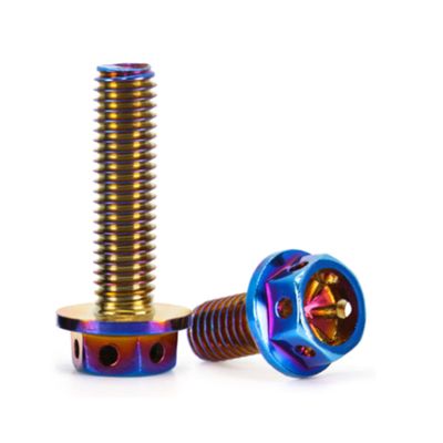 304 Stainless Steel Titanium-Plated Hollow Flange External Hexagonal Screws, Titanium-Plated Screws, Body Screws, License Plate Screws, Motorcycle Screws M4, M5, M6, M8 (PVD Burnt Blue, M5x25mm)