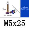 304 Stainless Steel Titanium-Plated Hollow Flange External Hexagonal Screws, Titanium-Plated Screws, Body Screws, License Plate Screws, Motorcycle Screws M4, M5, M6, M8 (PVD Burnt Blue, M5x25mm) view 2