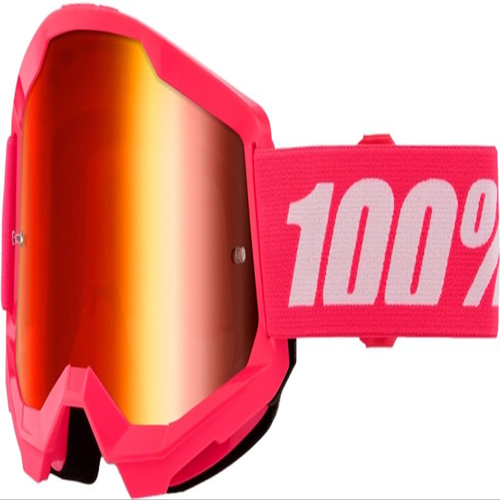 100% Strata 2 Moto/MTB Goggle - Pink; Mirror Red