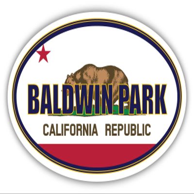 3 Pack 2x3 inches | Baldwin Park City California State Flag | CA Flag Los Angeles County Oval State Colors Construction Toolbox, Hardhat, Lunchbox, Helmet, Mechanic, Luggage
