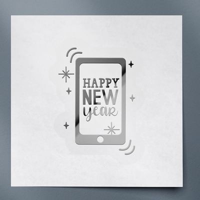 Decal Stickers of Happy New Year (Metallic Silver) (Set of 2) Premium Waterproof Vinyl Decal Stickers for Laptop Phone Accessory Helmet Car Window Mug Tuber Cup Door - ANDVER10c2213SI_102023