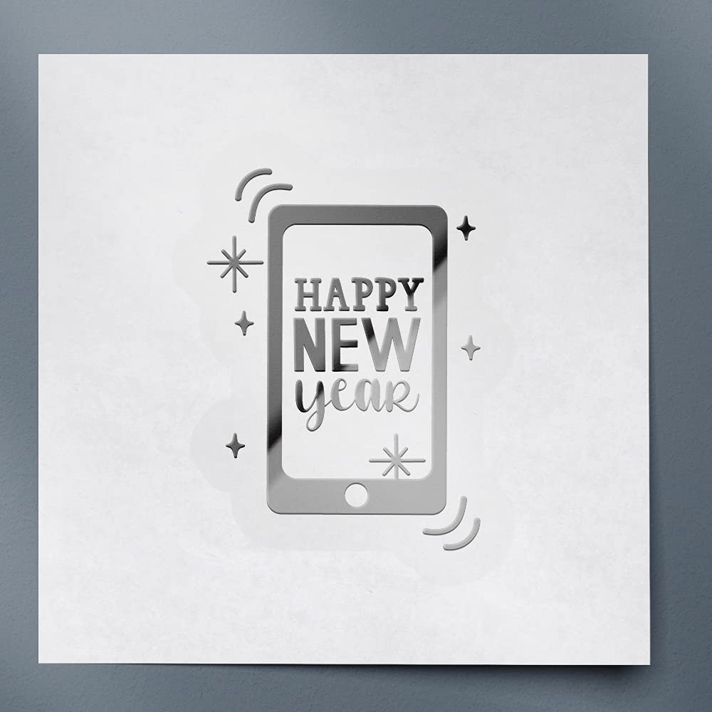 Decal Stickers of Happy New Year (Metallic Silver) (Set of 2) Premium Waterproof Vinyl Decal Stickers for Laptop Phone Accessory Helmet Car Window Mug Tuber Cup Door - ANDVER10c2213SI_102023