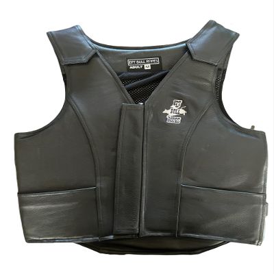 EPT Leather Bull Riding Vest - Black Leather EPT Brand - Adult Size (Small)