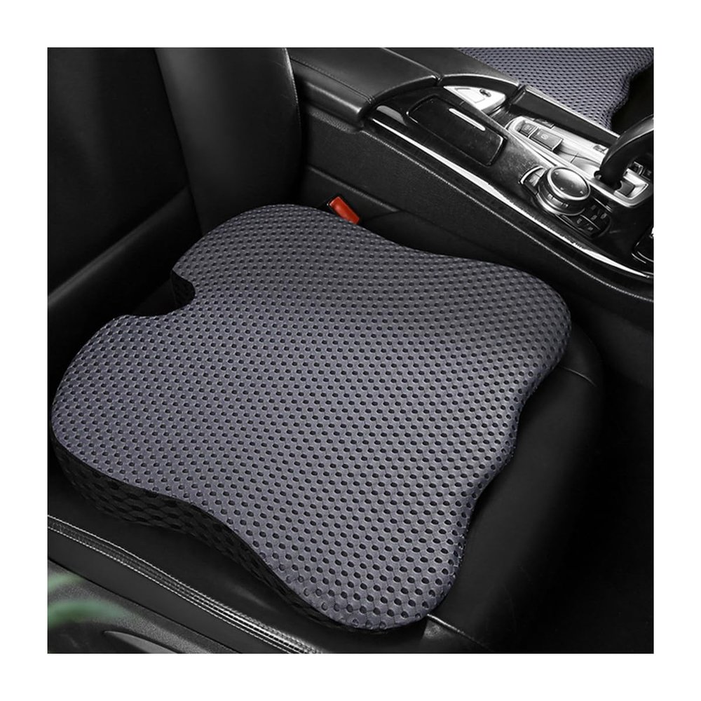 Osilly Car Seat Cushion, Auto Gel Infused Memory Foam Cushion for Driver Comfortable Driving Hip Pressure Relief Office Chair, Universal for Vehicles and Office Chairs (Gray/Black)