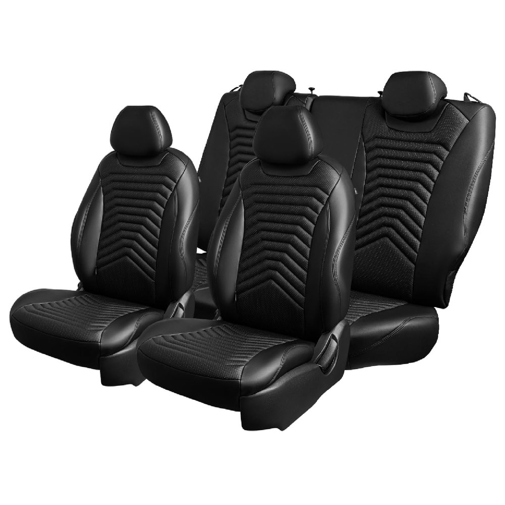 Tundra Seat Covers Custom Fit for Toyota Tundra Double Cab 2014 2015 2016 2017 2018 2019 2020 2021 Premium PU Leather - Full Set- WaterProof - Car Seat Protector - Byron President Black