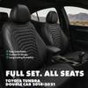 Tundra Seat Covers Custom Fit for Toyota Tundra Double Cab 2014 2015 2016 2017 2018 2019 2020 2021 Premium PU Leather - Full Set- WaterProof - Car Seat Protector - Byron President Black view 2