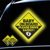 2Pack Baby On Board Sticker for Cars- Please Drive Safely High Intensity Reflective Waterproof Vinyl Baby Safety Car Signs for Rear, Side Windows, Bumpers view 1
