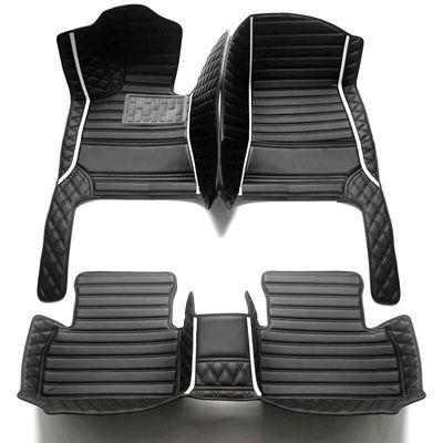 Floor Mats Custom Fit Car Floor Mats by Waterproof PU Leather Full Coverage for Most Cars SUV and Trucks Automotive Liners to Protect Vehicle Interior Floor Accessories (Black stripe 1)