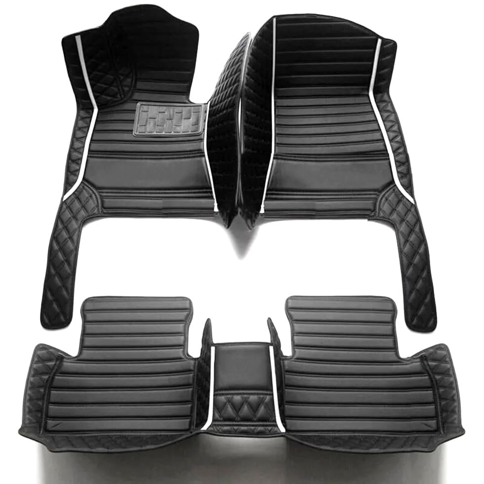 Floor Mats Custom Fit Car Floor Mats by Waterproof PU Leather Full Coverage for Most Cars SUV and Trucks Automotive Liners to Protect Vehicle Interior Floor Accessories (Black stripe 1)