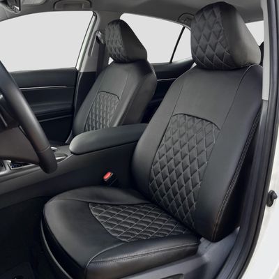 Seat Covers for Toyota Corolla 2020-2025 SE, Apex, Night Shade Sedan Custom Fit Full Set Leather Waterproof Airbag Compatible Front Rear Protector Easy Install Car Accessories TURIN - Black/Grey/Grey