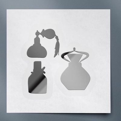 Decal Stickers of Perfumes (Metallic Silver) (Set of 2) Luxury Weatherproof Vinyl Decal Stickers for Laptop Desktop Smartphone Car Dirt Bike Wall Room Mason Jar Bathtub Door - ANDVER1c50021SI_1023