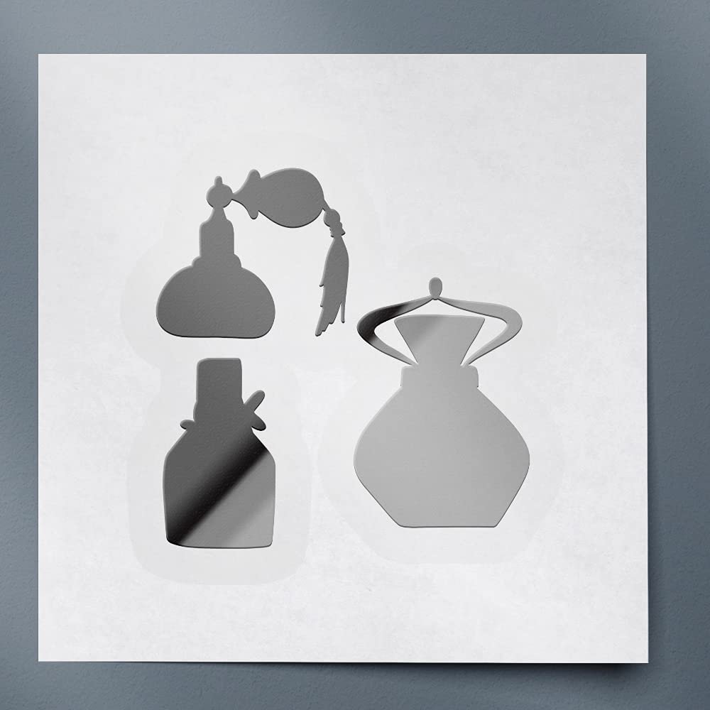 Decal Stickers of Perfumes (Metallic Silver) (Set of 2) Luxury Weatherproof Vinyl Decal Stickers for Laptop Desktop Smartphone Car Dirt Bike Wall Room Mason Jar Bathtub Door - ANDVER1c50021SI_1023
