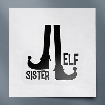 Decal Stickers of Sister Elf (Black) (Set of 2) Premium Waterproof Vinyl Decal Stickers for Laptop Phone Accessory Helmet Car Window Mug Tuber Cup Door Wall Decoration - ANDVER1d10113BL_1023