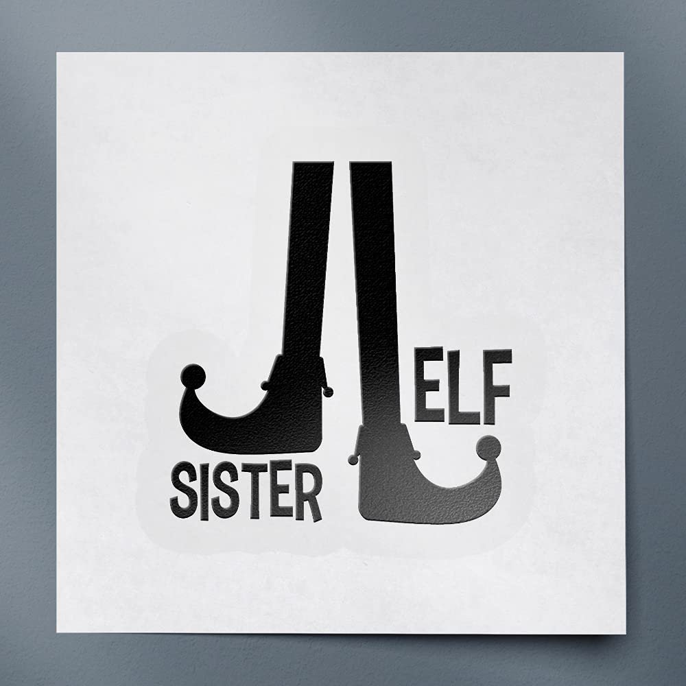 Decal Stickers of Sister Elf (Black) (Set of 2) Premium Waterproof Vinyl Decal Stickers for Laptop Phone Accessory Helmet Car Window Mug Tuber Cup Door Wall Decoration - ANDVER1d10113BL_1023