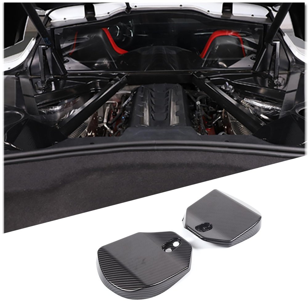Hudiriy ABS Rear Strut Tower Covers Compatible with Corvette C8 2020-2023, ABS Plastic Engine Bay Shock Protection Panel Cover Trim, Engine Accessories (Carbon Fiber Pattern)