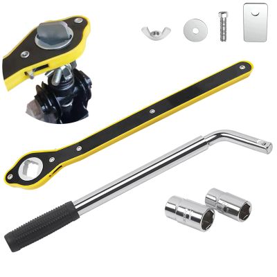 QISF 4PCS Car Wrench Set,14-20Inch Telescoping Lug Nut Wheel Wrench with Standard 17/19mm, 21/22mm Sockets + Car Jack Hexagon Ratchet Wrench, Positive and Reversal Knob Design for Scissor Jack