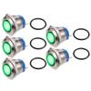 X AUTOHAUX 5 Pcs LED Indicator Light 16mm 12V AC DC Metal Shell Waterproof Pilot Dash Signal Lamp for Car Truck Boat Internal Green view 1
