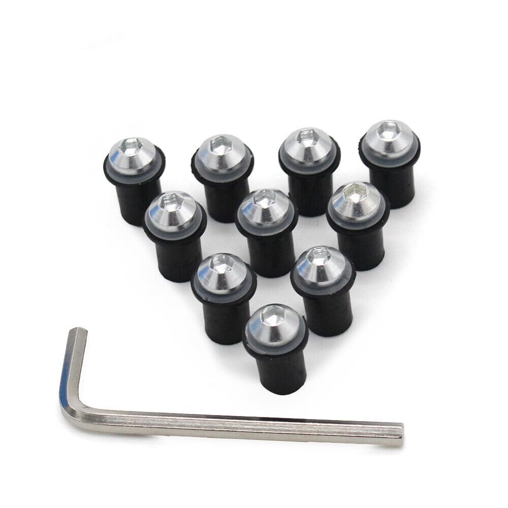Fairing Bolt Kit Screws Nuts Washers Mounting Kits Windscreen Bolts Fit for Ducati 959/1299 /959s/1098/848/1198 Windscreen Bolts Windshield Screw Kits (Silver)
