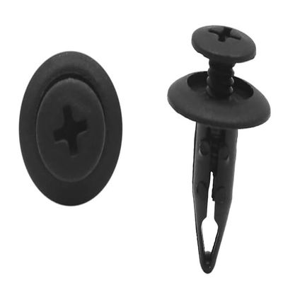 100pcs Universal 6.3mm Hole Plastic Black Rivets Fastener Fender Bumper Push Pin Clips for Car Vehicle
