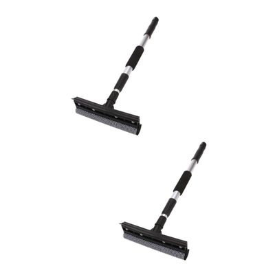 SOLUSTRE 2pcs Automotive Car Window Squeegee Telescopic Cleaning Tool Mesh Sponge Head No Scratch Detachable Design