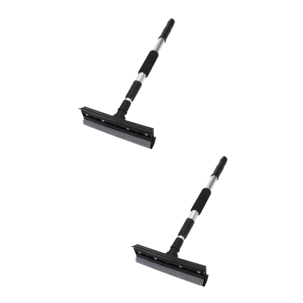 SOLUSTRE 2pcs Automotive Car Window Squeegee Telescopic Cleaning Tool Mesh Sponge Head No Scratch Detachable Design