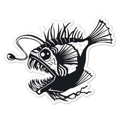 Angler Deep Sea Fish Vinyl Decal Sticker- 12" x 15.25"