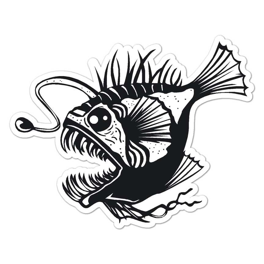 Angler Deep Sea Fish Vinyl Decal Sticker- 12" x 15.25"