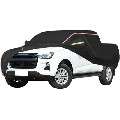 WOLWES Car Cover are Suitable for Isuzu D-MAX Utility/DL20/DL40/V-Cross/Arctic Trucks AT35,Water,Rain,Sun and Snow Resistant Oxford Fabric Car Cover,with Side Door Zip (Color : Black, Size : D-MAX)
