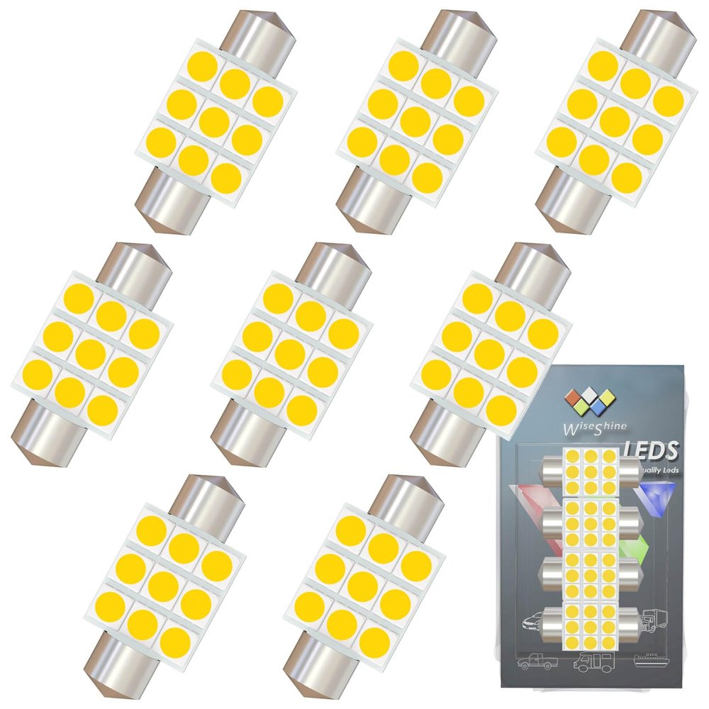 Wiseshine 36mm Festoon Dome LED Bulbs,6418 LED Bulb Natural White 4500k,6411 LED Bulb C5W DE3425 DE3423 DC 12V for Automotive Interior Reading Map Glove box Lights (Pack 8)