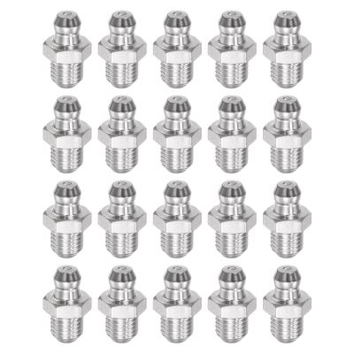 uxcell 201 Stainless Steel Straight Grease Fitting M8 x 1mm Thread Hydraulic Grease Fitting Accessories, 20Pcs