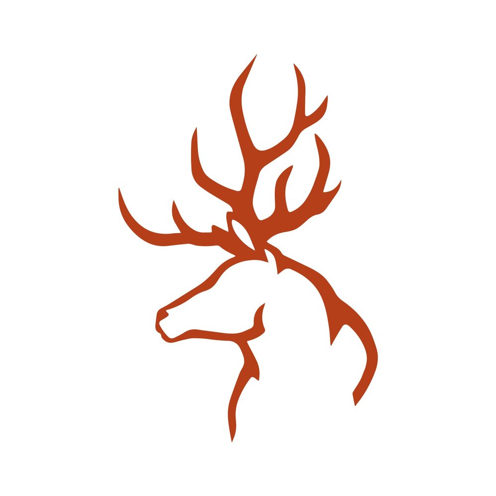 Hunting Deer Buck Antlers Silhouette 6" Vinyl Sticker Car Decal (6" Orange)