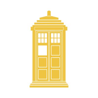Simple Tardis Who Silhouette 6" Vinyl Sticker Car Decal (6" Yellow)