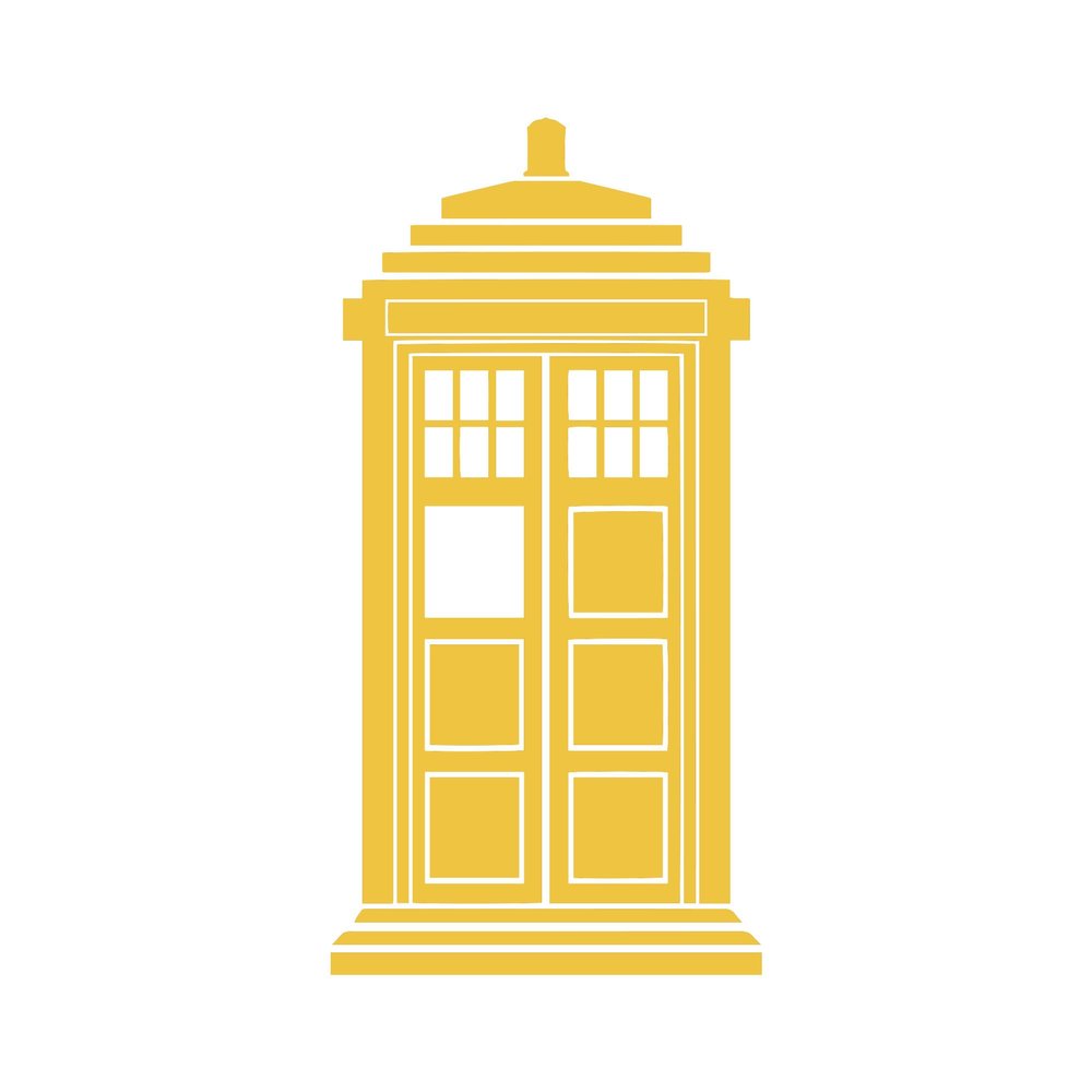 Simple Tardis Who Silhouette 6" Vinyl Sticker Car Decal (6" Yellow)