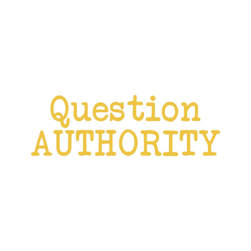 Question Authority Funny 8" Vinyl Sticker Car Decal (8" Yellow)