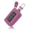 Car Key Fob Case for Replacing Old Key Fob Cover,Genuine Leather Car Key Case Holder with Keys Ring & Keychain (Purple) view 1