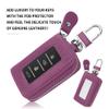 Car Key Fob Case for Replacing Old Key Fob Cover,Genuine Leather Car Key Case Holder with Keys Ring & Keychain (Purple) view 4