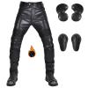 LOMENG Winter Motorcycle Riding Pants Waterproof Leather Pants Motorbike Motocross Pants with CE Removable Armored for Men Winter 2XL view 1