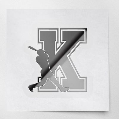 Decal Stickers of K Letter Baseball (Metallic Silver) (Set of 2) Premium Waterproof Vinyl Decal Stickers for Laptop Phone Accessory Helmet Car Window Mug Tuber Cup Door Wall - ANDVER1e82193SI_1123