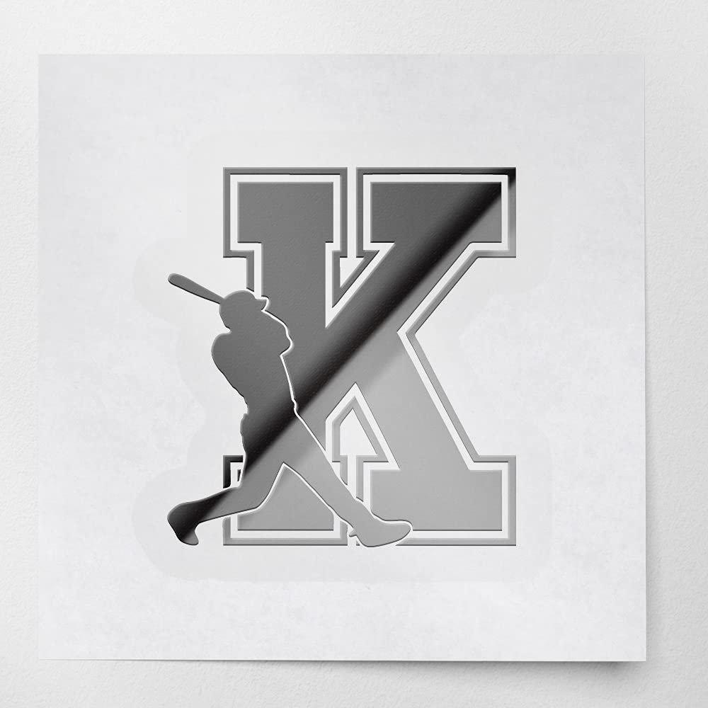 Decal Stickers of K Letter Baseball (Metallic Silver) (Set of 2) Premium Waterproof Vinyl Decal Stickers for Laptop Phone Accessory Helmet Car Window Mug Tuber Cup Door Wall - ANDVER1e82193SI_1123