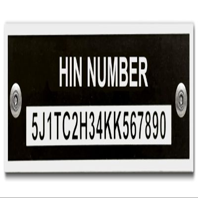 Custom Engraved Outdoor Hull Identification Number Plate Black Aluminum Made in USA (Black, Medium)