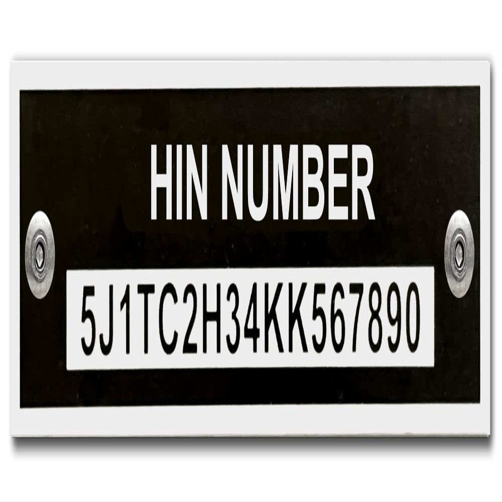 Custom Engraved Outdoor Hull Identification Number Plate Black Aluminum Made in USA (Black, Medium)