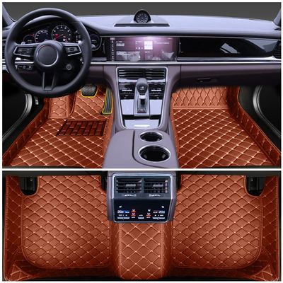 Car Floor Mats Compatible with Toyota Corolla E160 2014-2017 Faux Leather Car Mats All Weather Use Automotive Floor Liners Waterproof Anti Slip Vehicle Carpets Brown