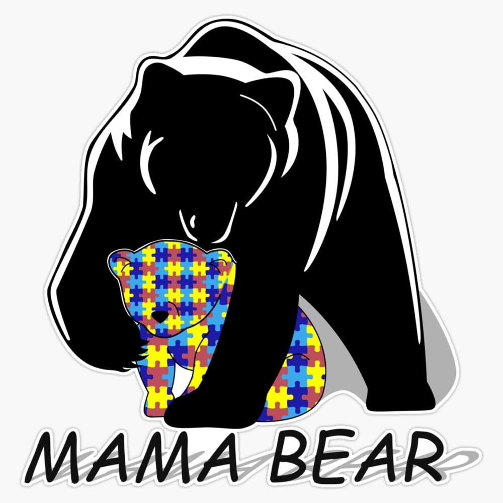 Autism Awareness Mama Bear Sticker Vinyl Decal Car Laptop Wall Window Bumper Sticker 5"