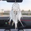 COWRC Women's car Interior Accessories, Hand-Woven Dream Catcher car Crystal Stone Feather Pendant, Women's car Accessories, Creative Interior Rearview Mirror Decoration, Feather car Pendant (White) view 1