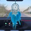 COWRC Women's car Interior Accessories, Hand-Woven Dream Catcher car Crystal Stone Feather Pendant, Women's car Accessories, Creative Interior Rearview Mirror Decoration, Feather car Pendant (White) view 4