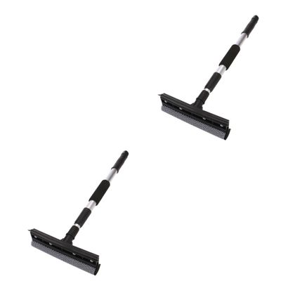 GLEAVI 2pcs Car Wash Sponge Gadget Telescopic Window Squeegee Car Duster Cleaning Squeegee Mop Natural Detachable Head Skid-Resistant Extendable Pole