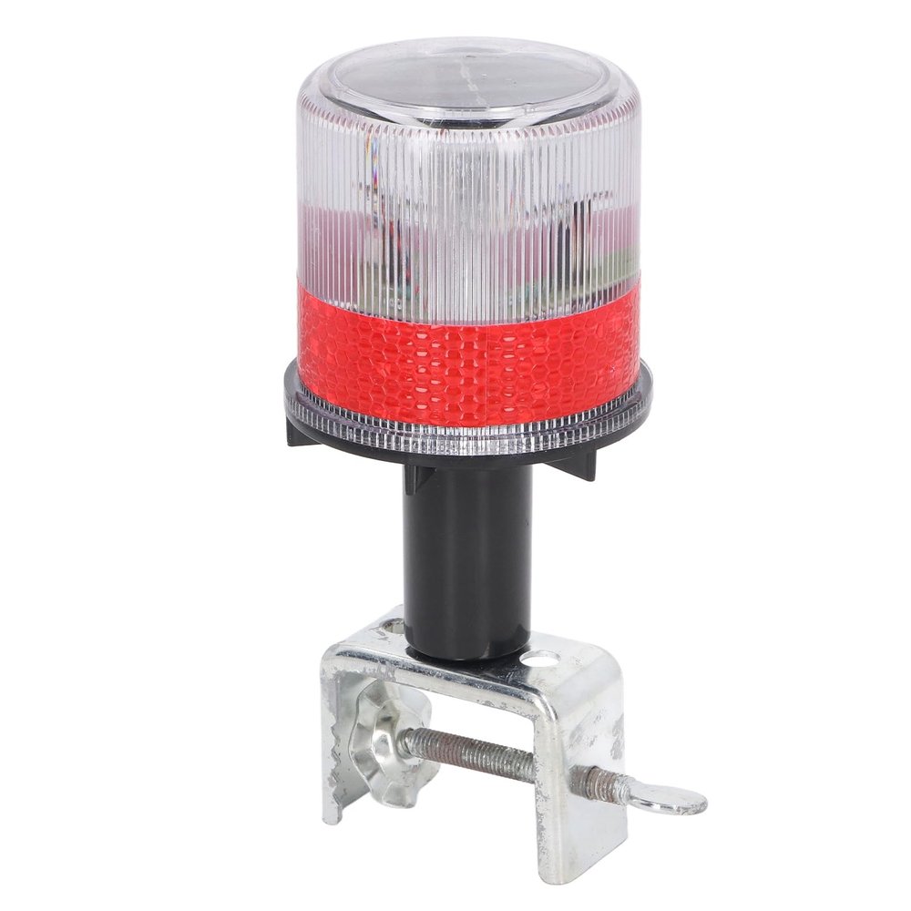 0.3W Robust Reflective Solar Powered LED Strobe, Beacon Warning Light Cone Lamp with Iron Bracket, Up to 300m / 984.3ft Warning Distance