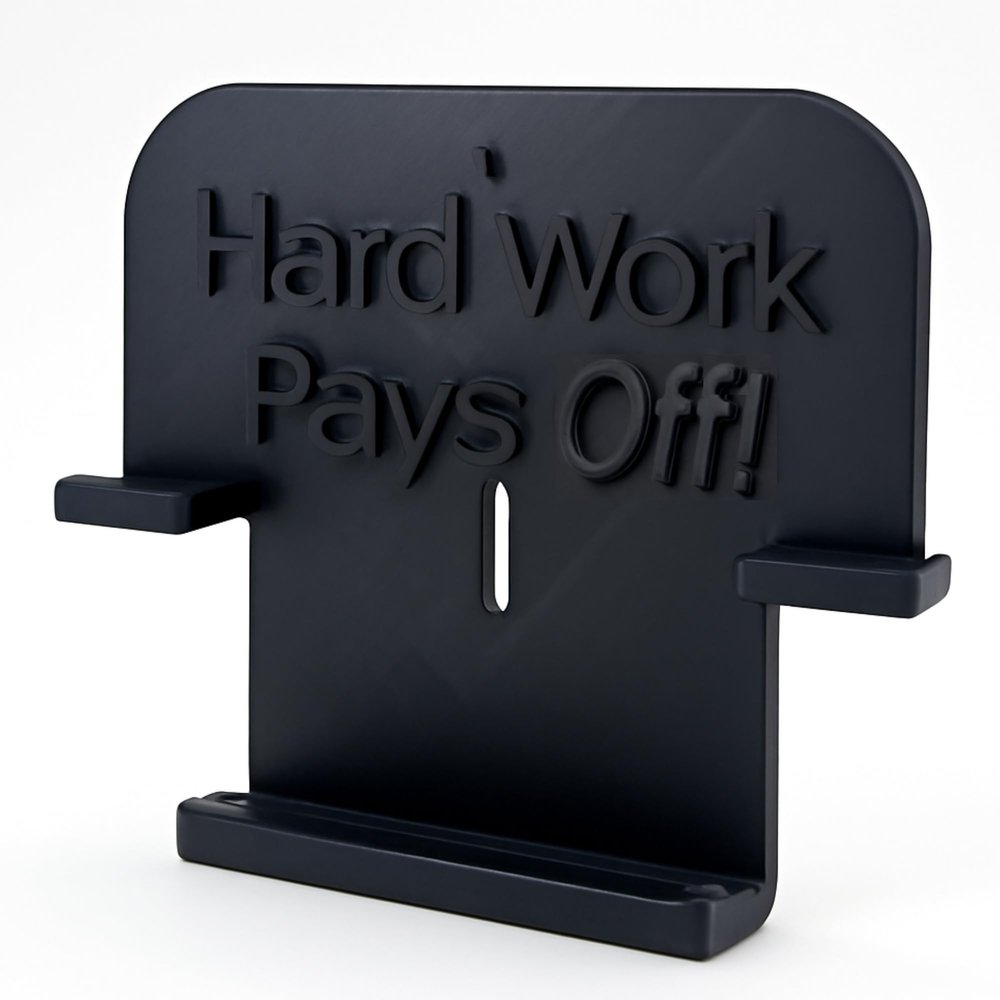 MotorCart Basics Echo Bike Phone Holder - Air Assault Bike Phone Holder (Hard Work Pays Off, Black)
