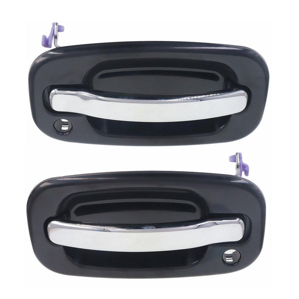 Dunhil Exterior Door Handles for Chevy Silverado GMC Sierra 1500 2500 3500 Classic 1999-2006, Chrome Lever, 15034985 15182406 (Front Left & Right, Chrome Lever)